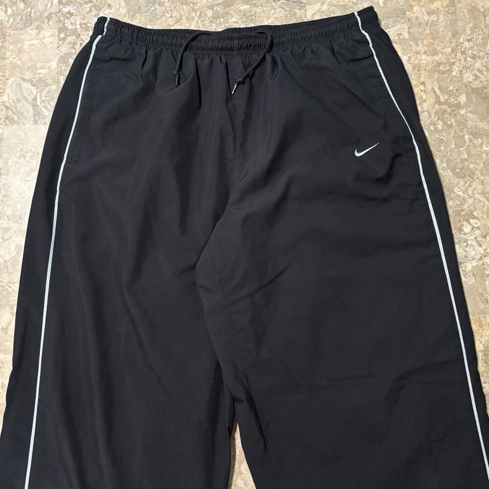 Vintage Nike Track Pants Mens XL Black Baggy Y2K Windbreaker Cotton Lined